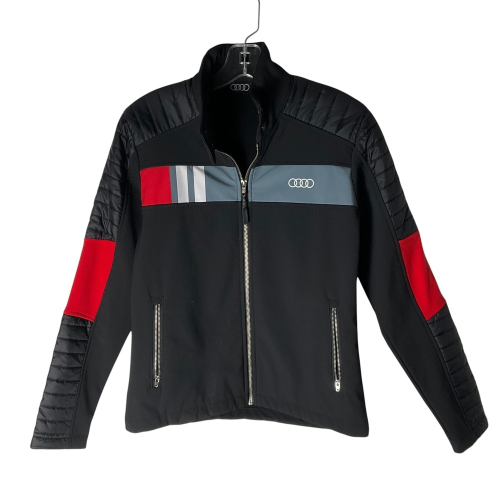 Audi Drifter Hybrid Jacket Women's Black Red Soft-Shell Quilted Racing Small